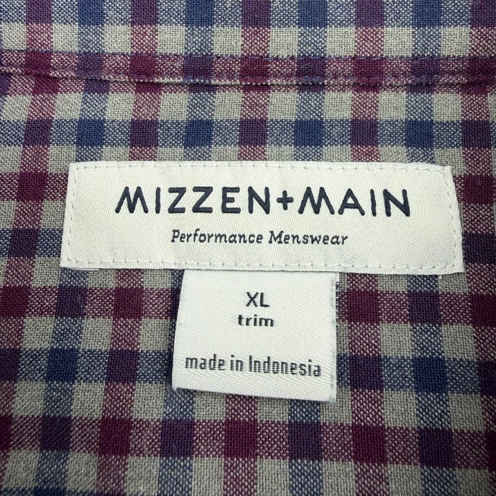 Mizzen Main Shirt Mens XL Plaid City Flannel Performance Trim Fit Button Down - Picture 3 of 9